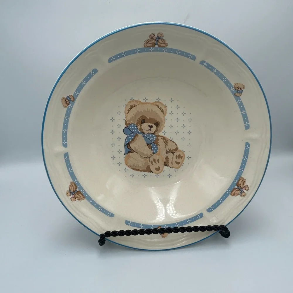 Vintage Tienshan Stoneware Country Bear Cottage Pitcher Serving Bowl Granny 80s